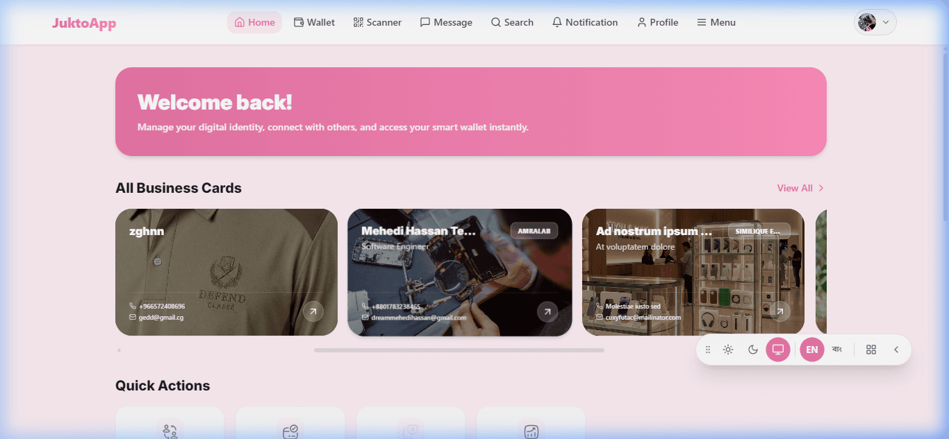 Preview of JuktoApp Digital Identity & Smart Wallet
