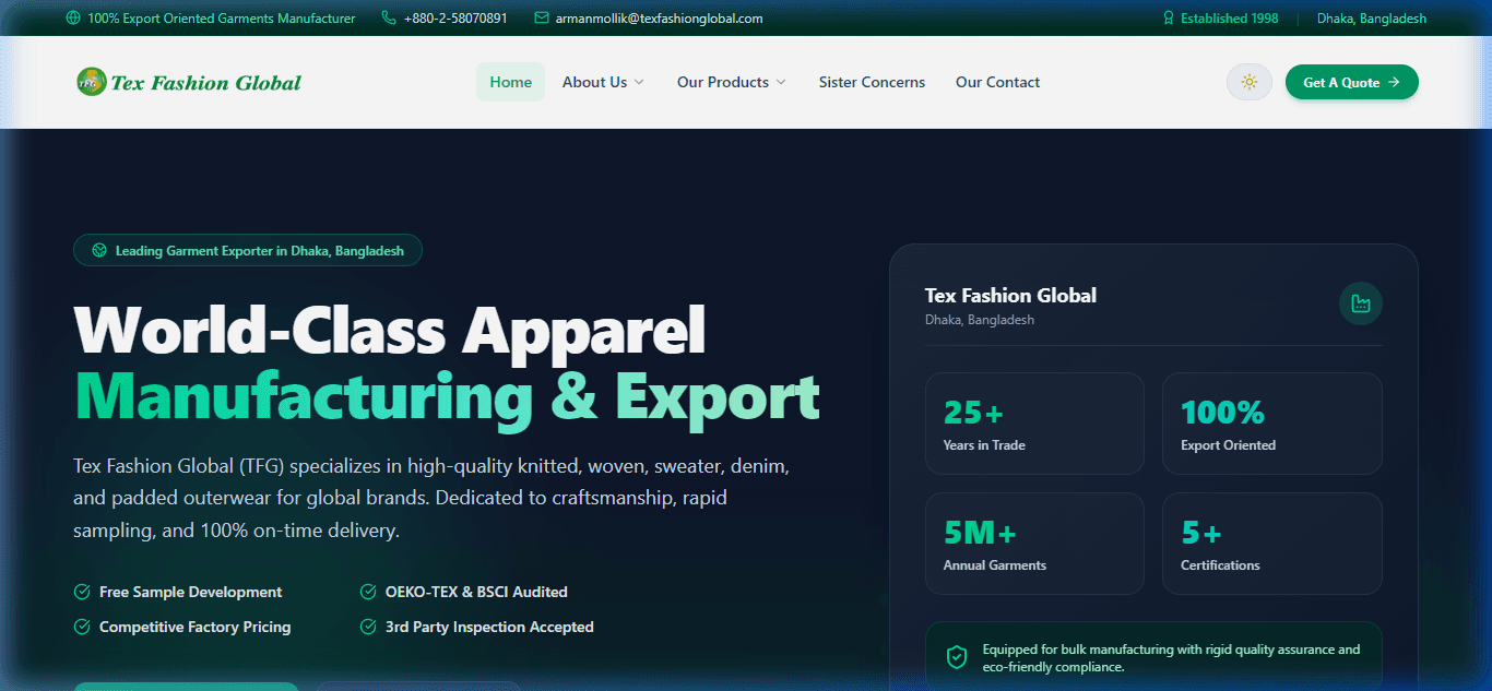 Preview of Tex Fashion Global - Export Garments Manufacturer & Buying House